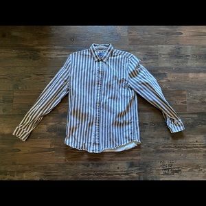 TOPMAN GREY & WHITE STRIPED SHIRT